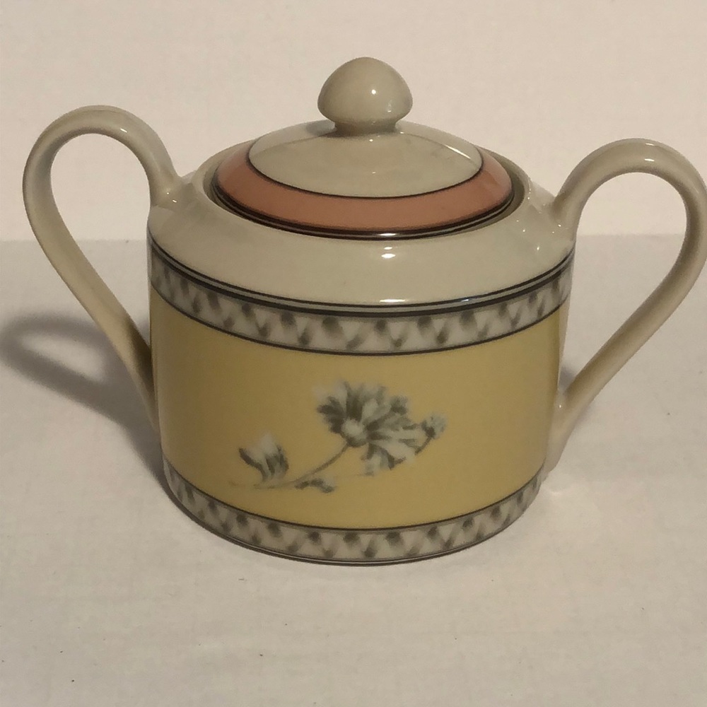 222 Fifth Cover Sugar Bowl Somerville Two Handle Floral